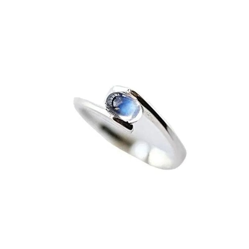 Bague Argent Pierre De Lune Bleu