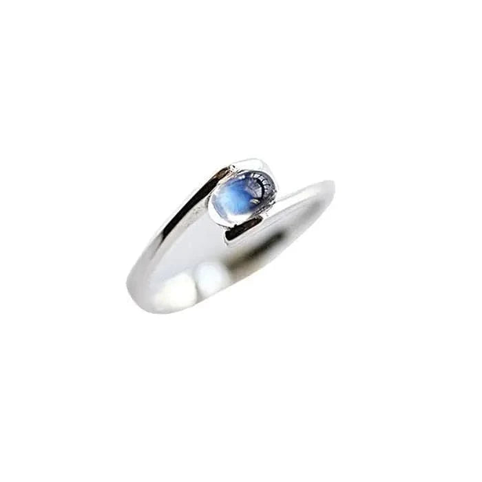 Bague Argent Pierre De Lune Bleu