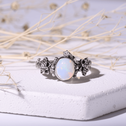 Bague Or Blanc Pierre De Lune