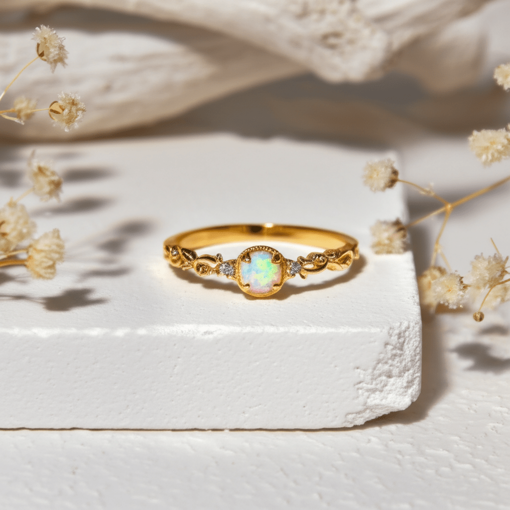 Bague Plaqué Or Pierre De Lune