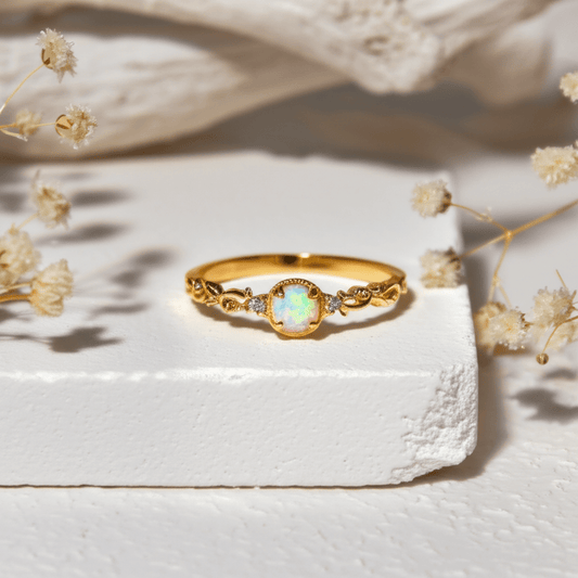 Bague Plaqué Or Pierre De Lune