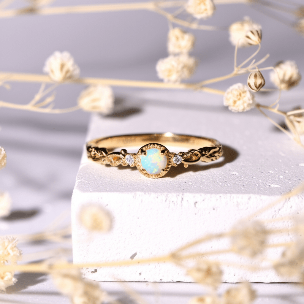 Bague Plaqué Or Pierre De Lune