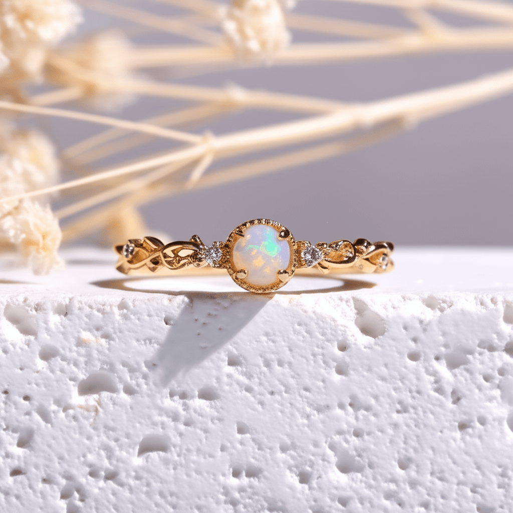 Bague Plaqué Or Pierre De Lune