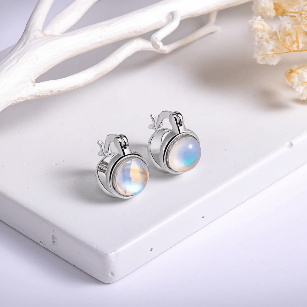 Boucle d'oreille Pierre de Lune Argent