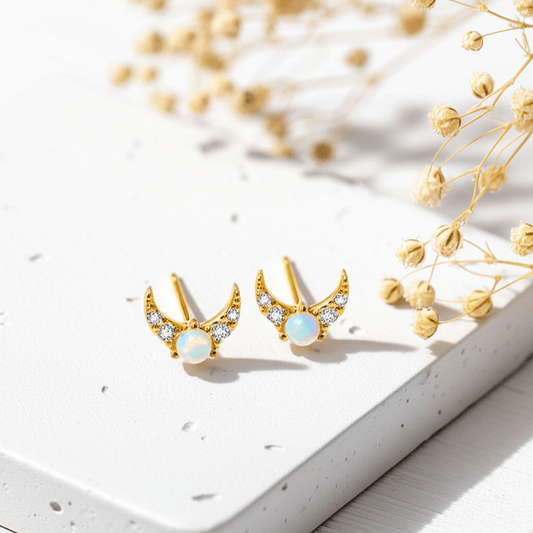 Boucle D'oreille Pierre De Lune Or