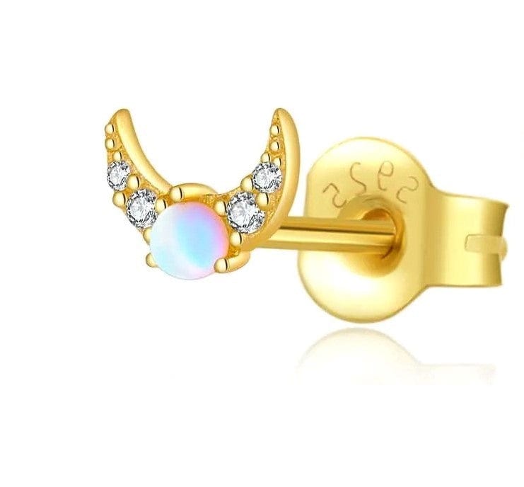 Boucle D'oreille Pierre De Lune Or