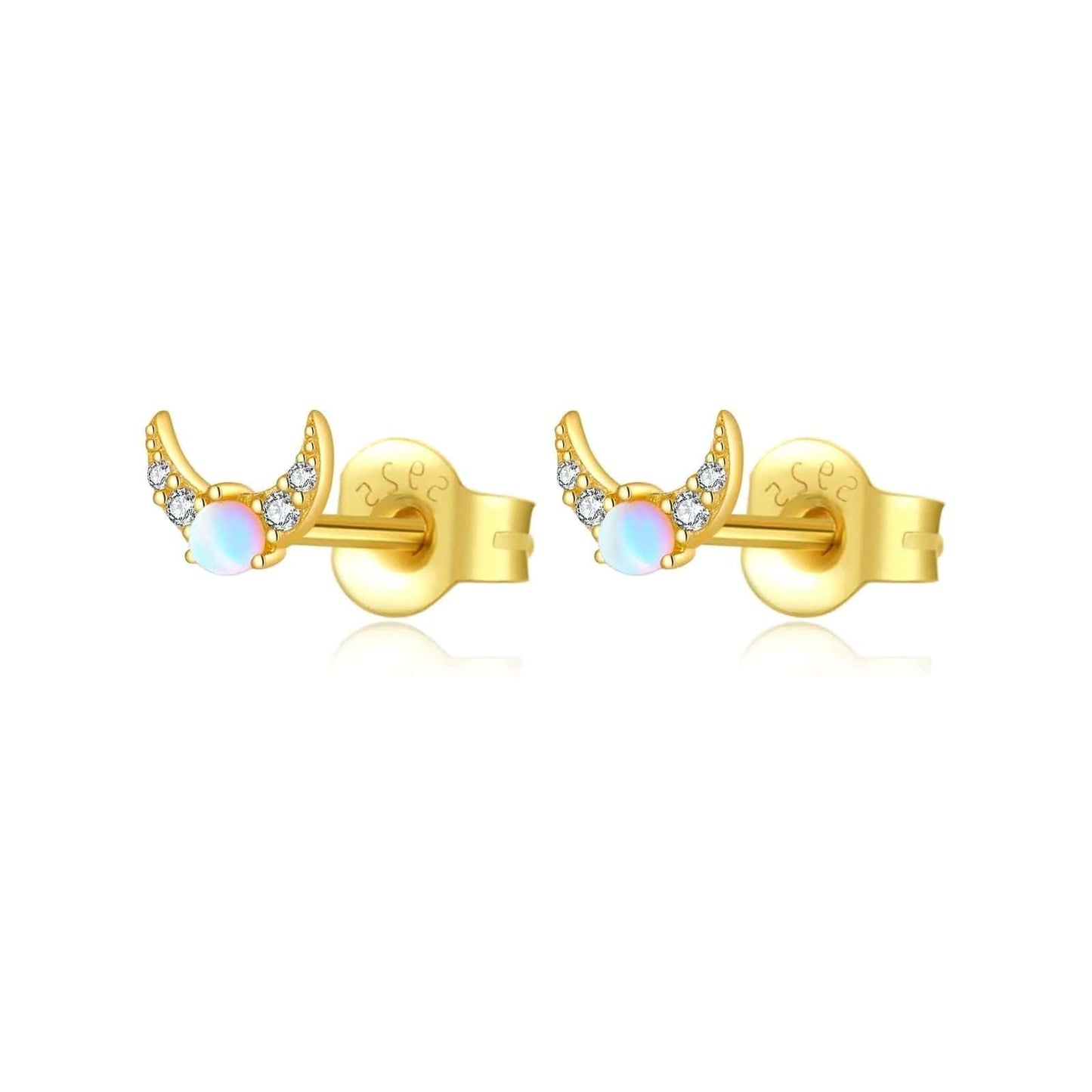 Boucle D'oreille Pierre De Lune Or
