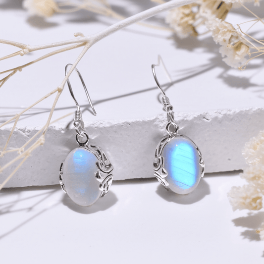 Boucles D'oreilles Pierre De Lune Arc en Ciel