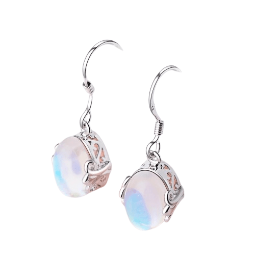 Boucles D'oreilles Pierre De Lune Arc en Ciel