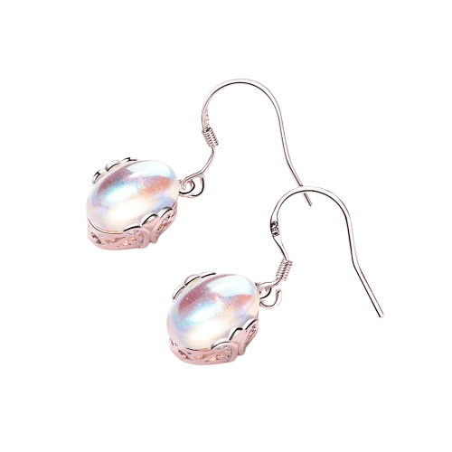 Boucles D'oreilles Pierre De Lune Arc en Ciel