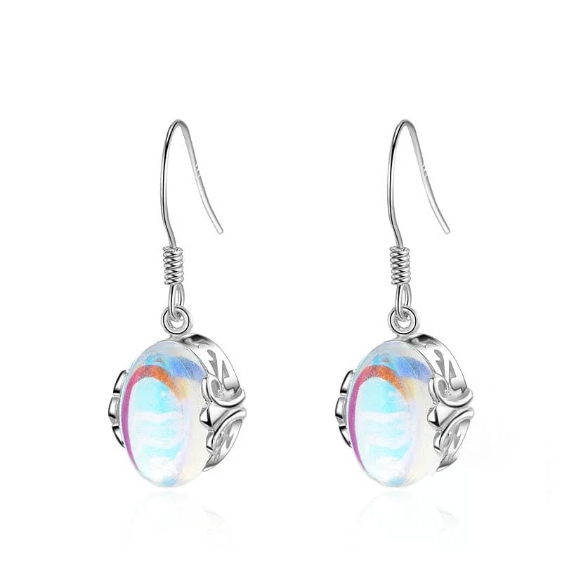 Boucles D'oreilles Pierre De Lune Arc en Ciel