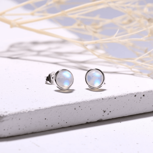 Boucles D'oreilles Pierre De Lune Bleue