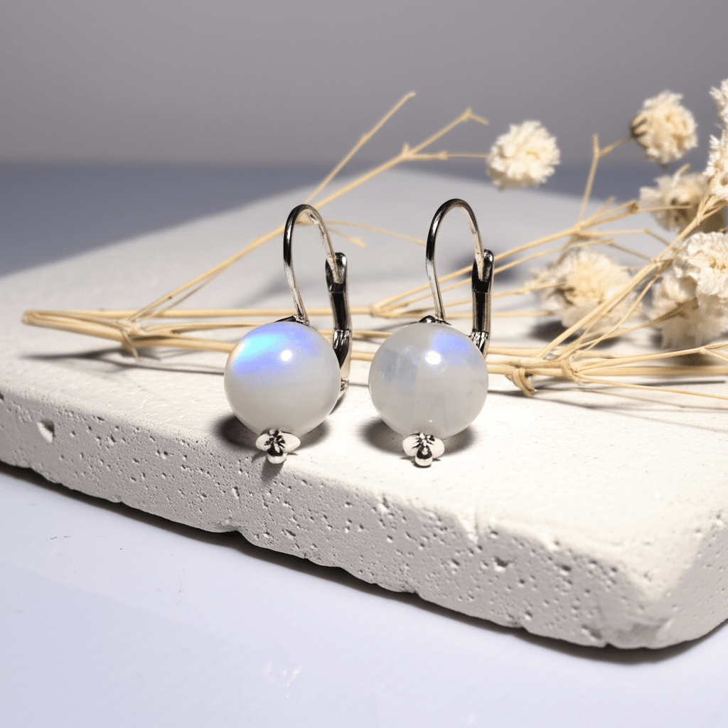 Boucles D'oreilles Pierre de Lune Lithothérapie