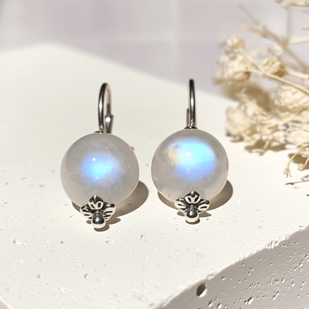 Boucles D'oreilles Pierre de Lune Lithothérapie