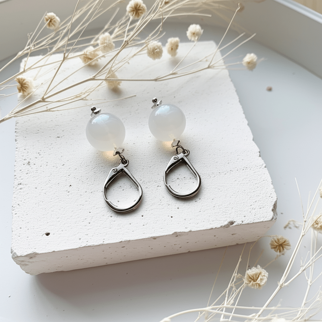 Boucles D'oreilles Pierre de Lune Lithothérapie