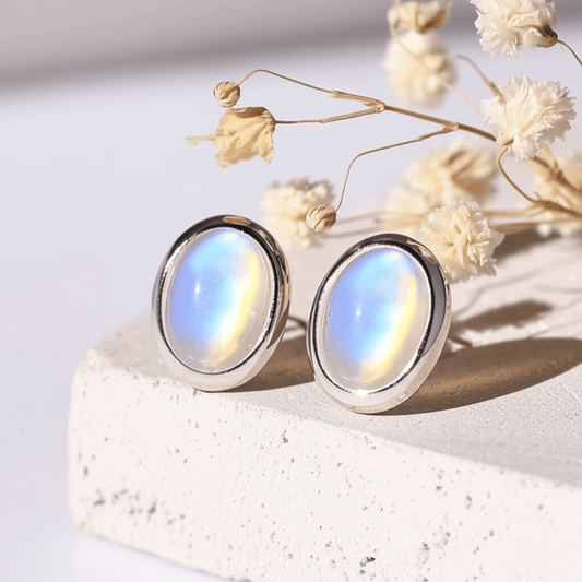 Boucles d'Oreilles Pierre de Lune Naturelle