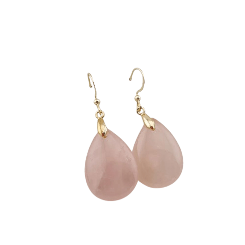 Boucles d'Oreilles Pierre de Lune Rose