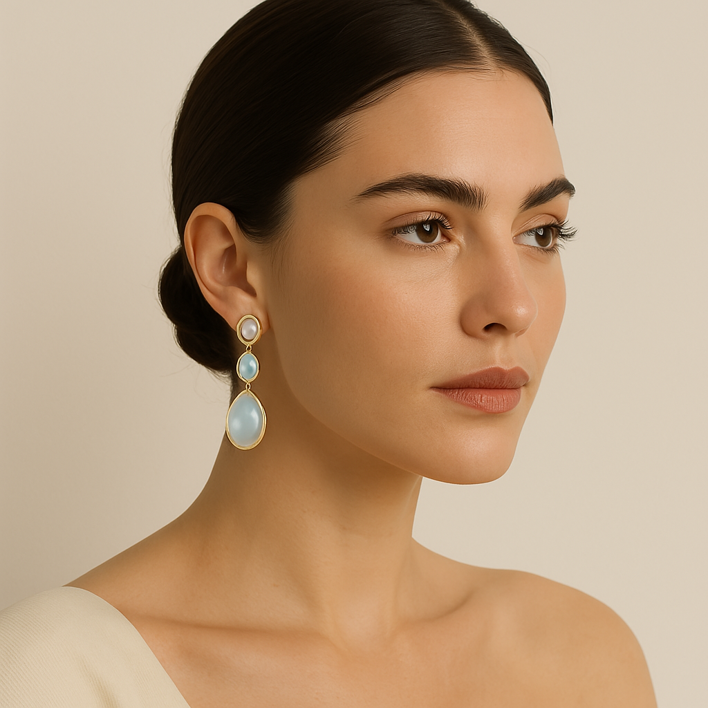 boucles d'oreilles pierre de lune or