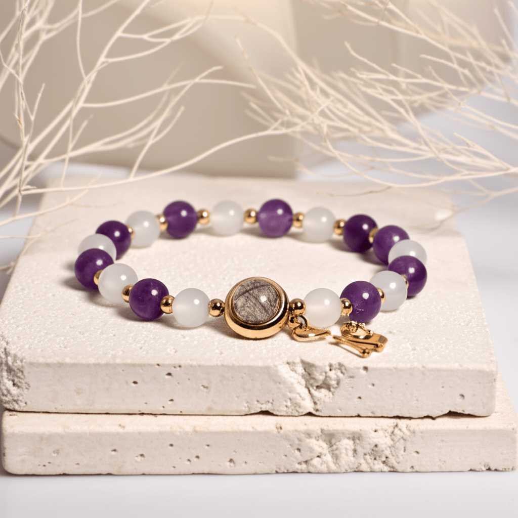 Bracelet Amincissant en Améthyste et Pierre de Lune