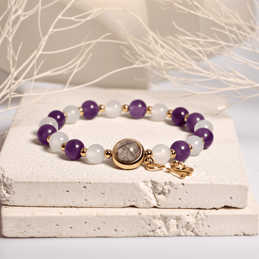 Bracelet Amincissant en Améthyste et Pierre de Lune