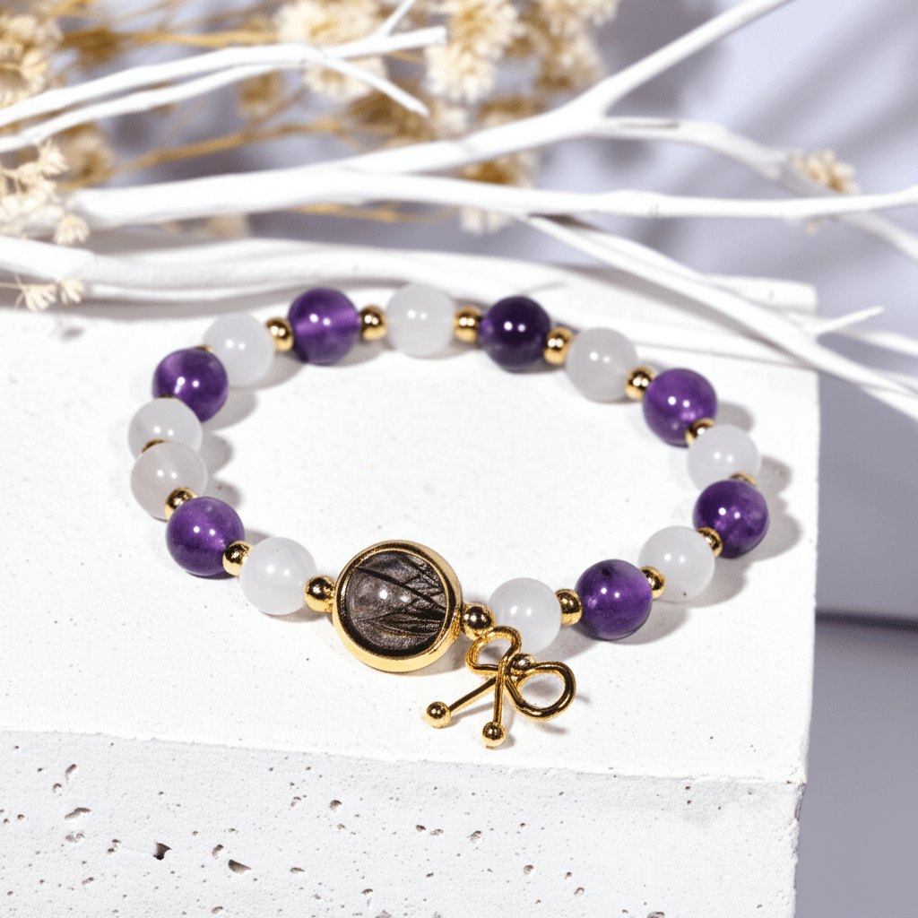 Bracelet Amincissant en Améthyste et Pierre de Lune