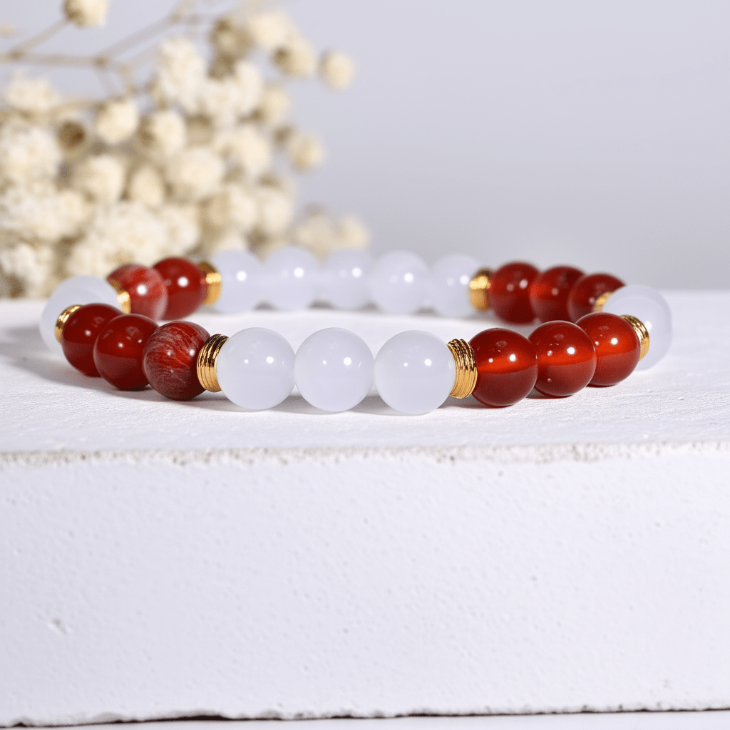 Bracelet Cornaline Et Pierre De Lune