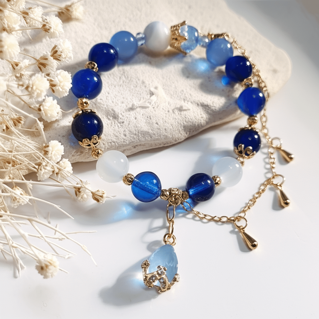 Bracelet Détoxifiant En Apatite Et Pierre De Lune Or Fin