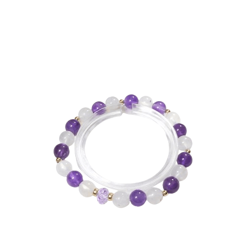 Bracelet en Améthyste et Pierre de Lune