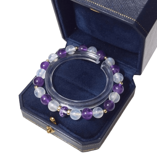 Bracelet en Améthyste et Pierre de Lune