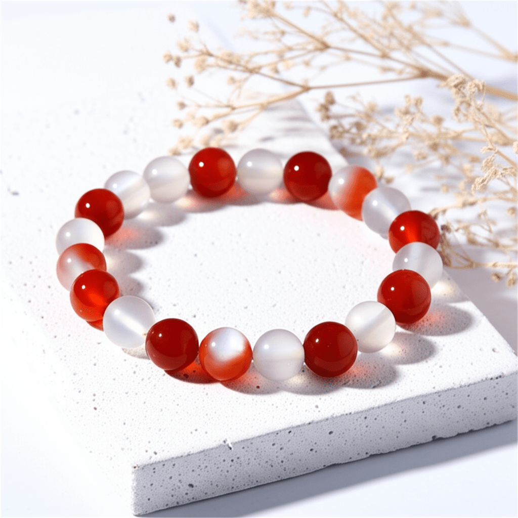 Bracelet Jaspe Rouge et Pierre de Lune