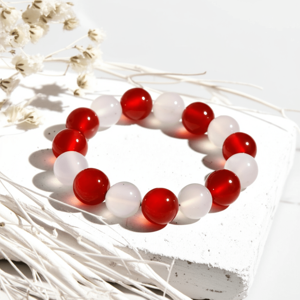 Bracelet Jaspe Rouge et Pierre de Lune