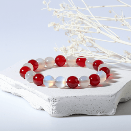 Bracelet Jaspe Rouge et Pierre de Lune