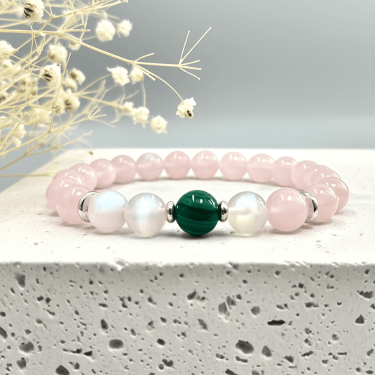 Bracelet Malachite et Pierre de Lune Arthrose