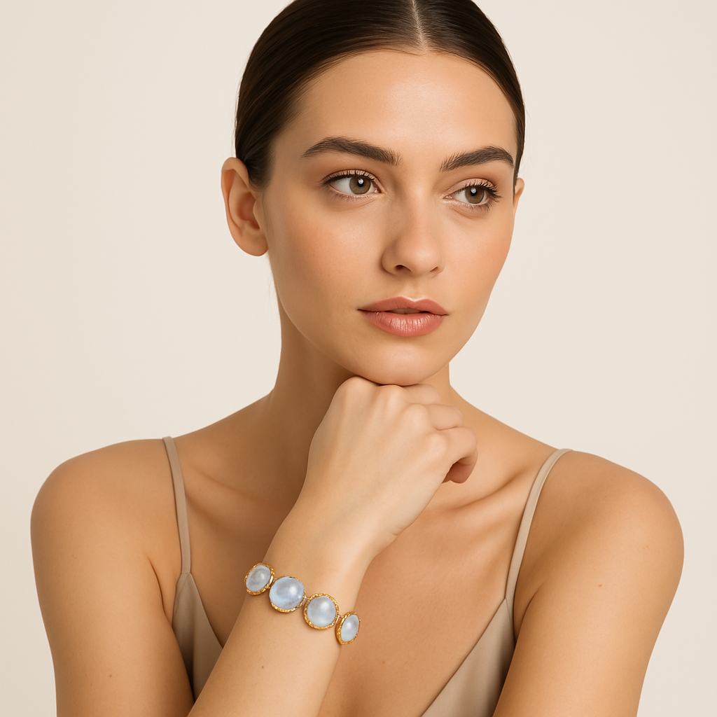 bracelet pierre de lune bleu