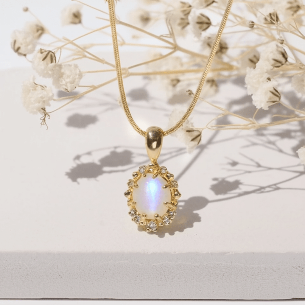 Collier Or Pierre De Lune