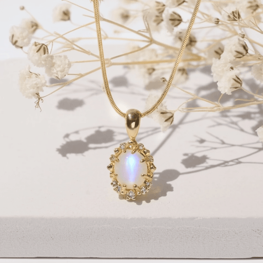 Collier Or Pierre De Lune