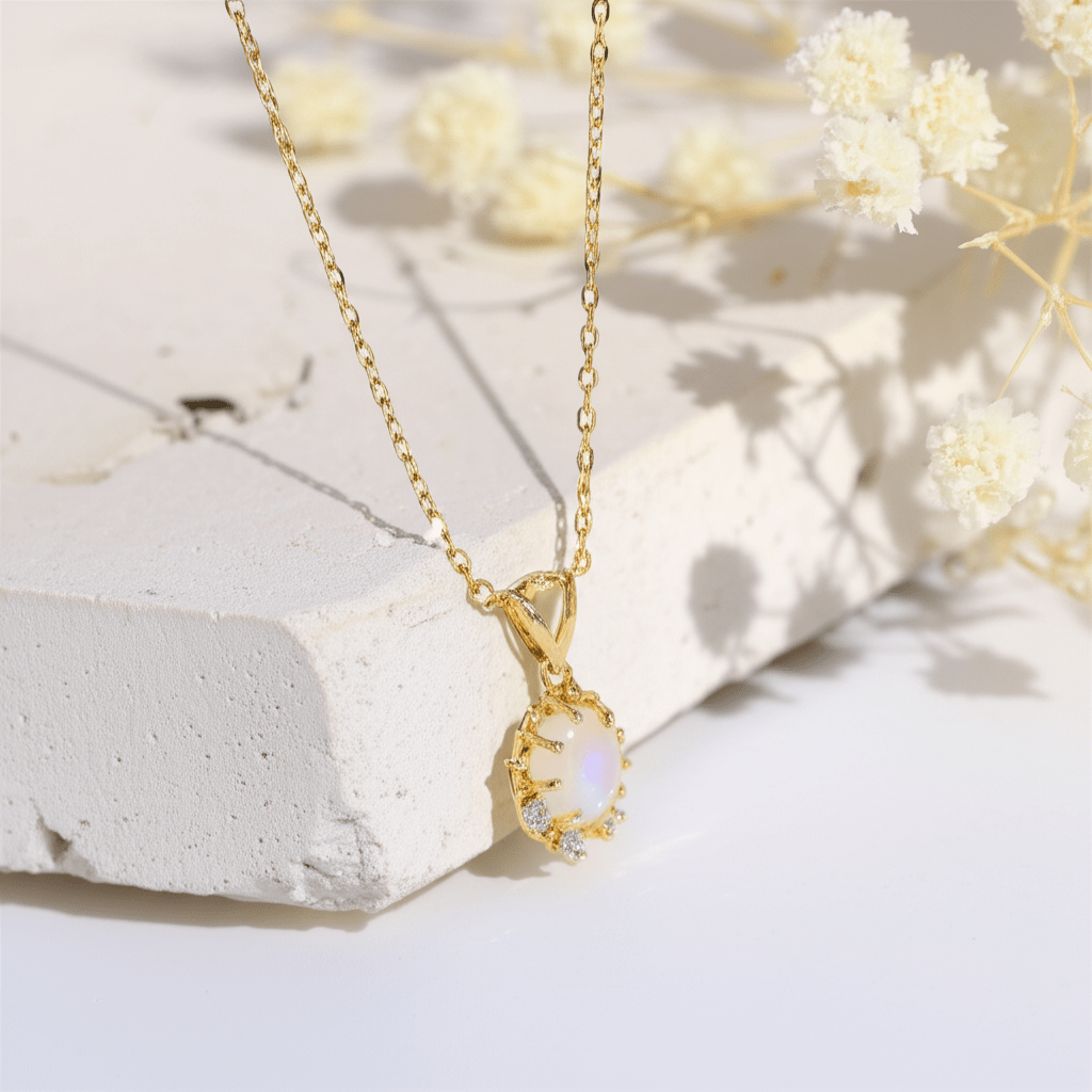 Collier Or Pierre De Lune