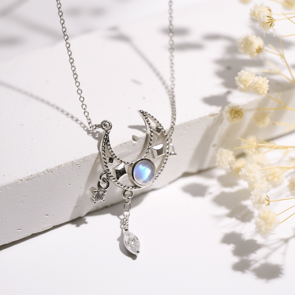 Pendentif Argent Pierre De Lune