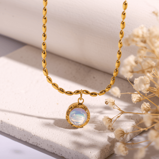 Pendentif Pierre De Lune Et Or