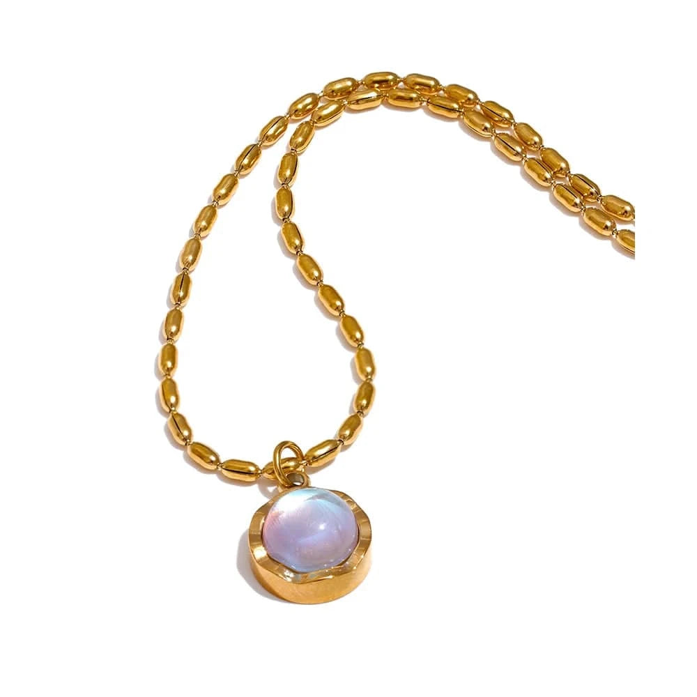 Pendentif Pierre De Lune Et Or