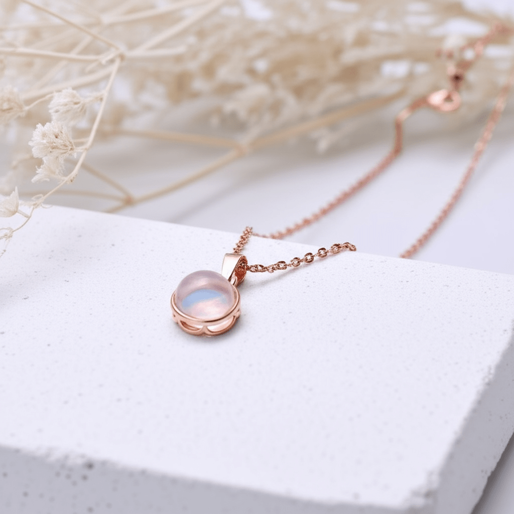 Pendentif Pierre de Lune Rose