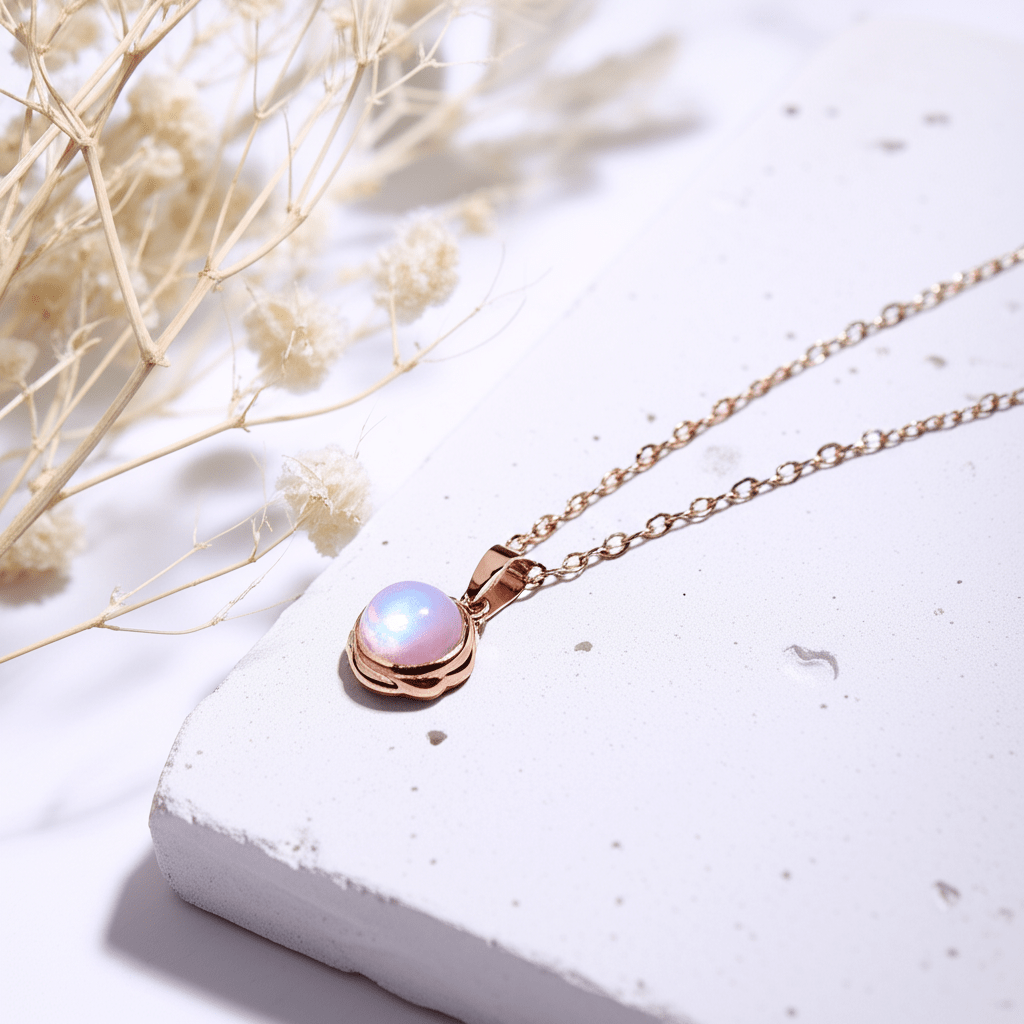 Pendentif Pierre de Lune Rose