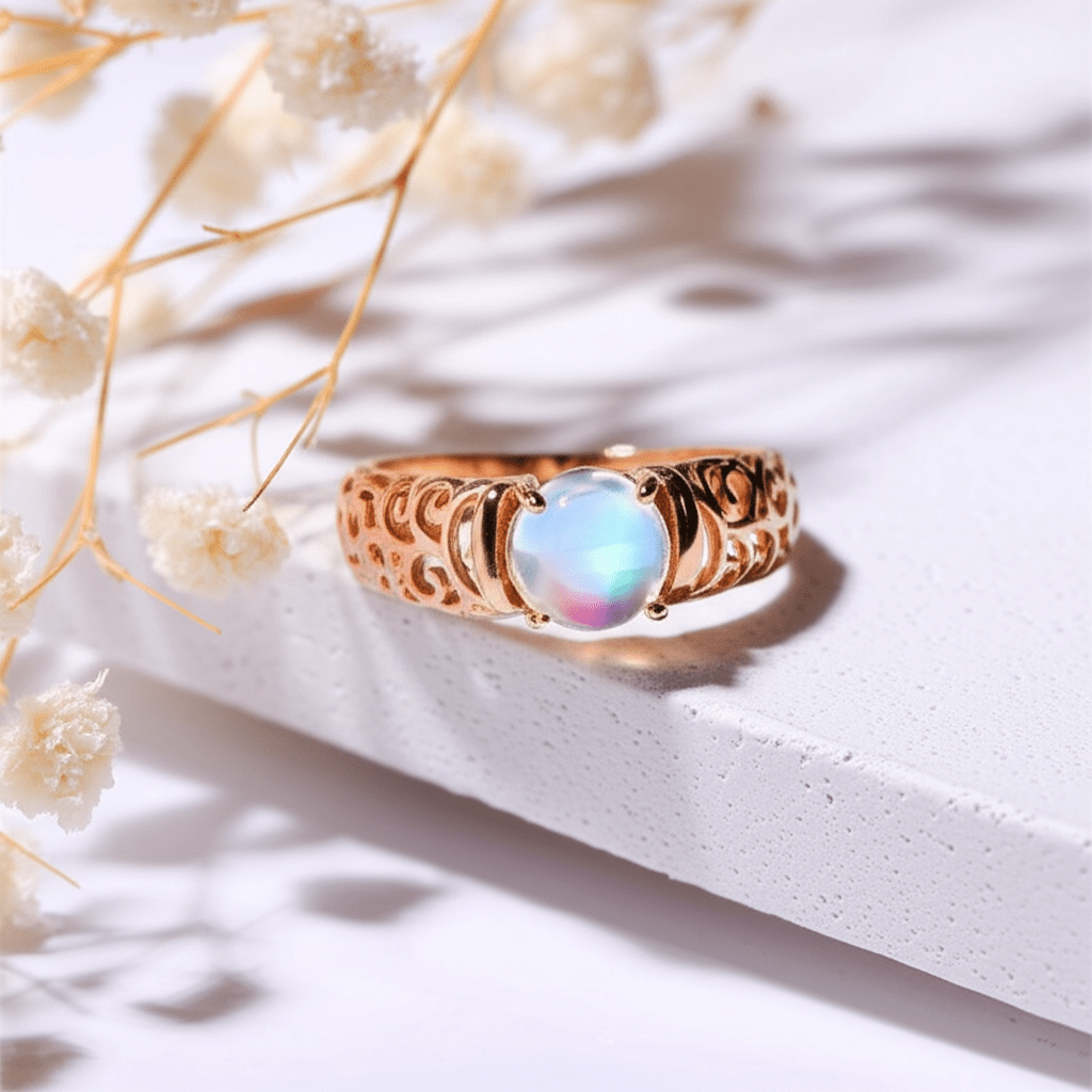 Bague Or Rose Pierre De Lune