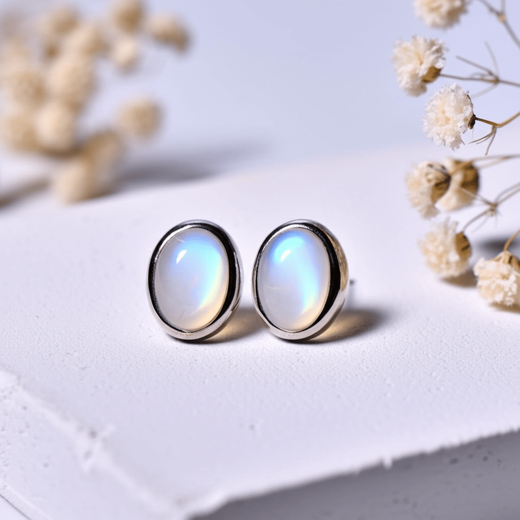 Boucles d'Oreilles Pierre de Lune Naturelle