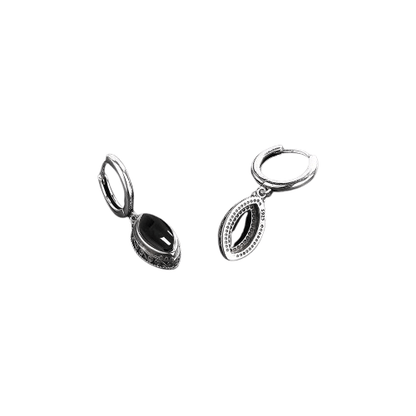 Boucles d'Oreilles Pierre de Lune Noire
