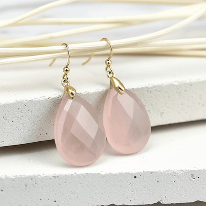 Boucles d'Oreilles Pierre de Lune Rose