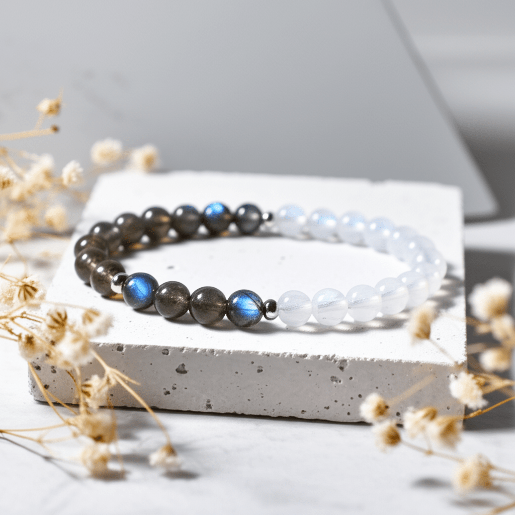 Bracelet Labradorite et Pierre de Lune