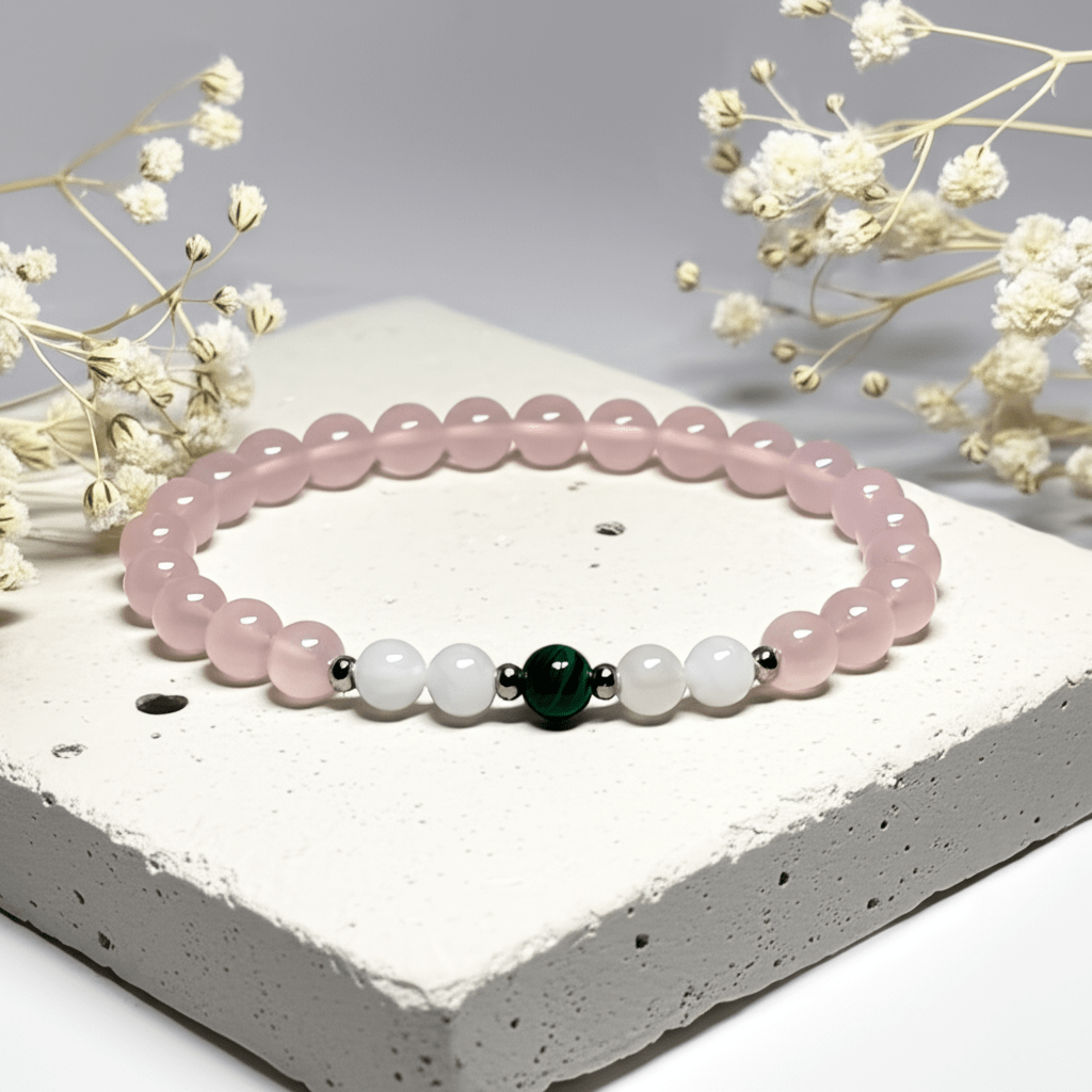 Bracelet Malachite Et Pierre De Lune