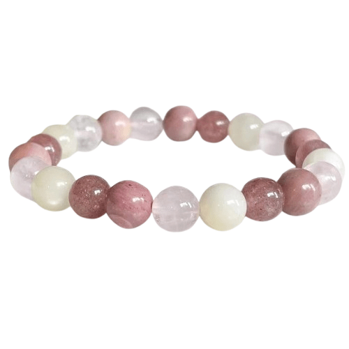 Bracelet Quartz Rose Et Pierre De Lune